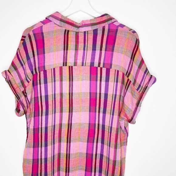 BEACHLUNCHLOUNGE Pink Plaid Button Down Top - Picture 8 of 9